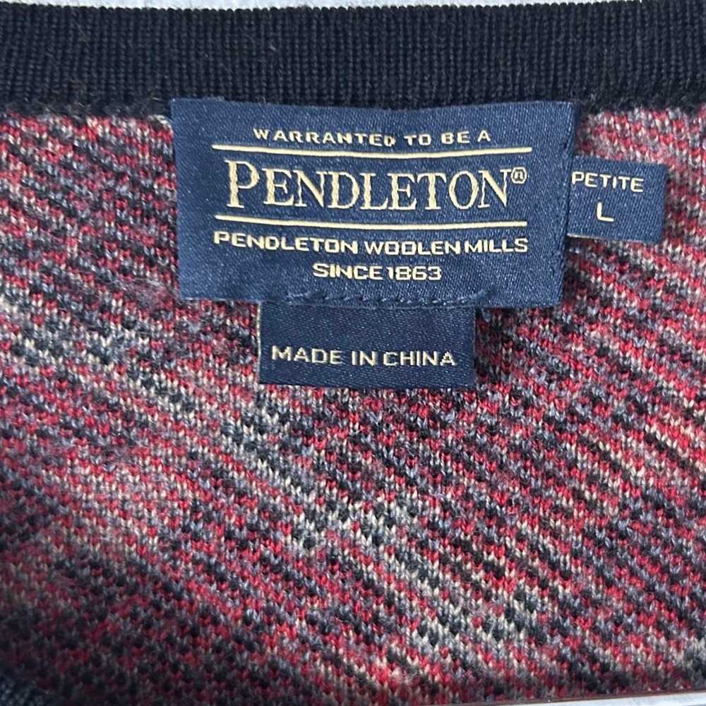 Pendleton Sweater Womens Petite Large Long Cardigan 100% Merino Wool Geometric - Picture 4 of 9